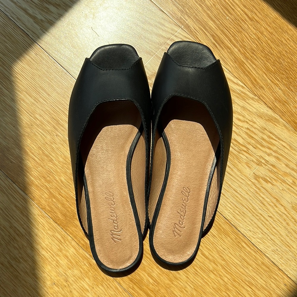 Madewell The Erica Peep-Toe Mule in Leather Women’s Size 6